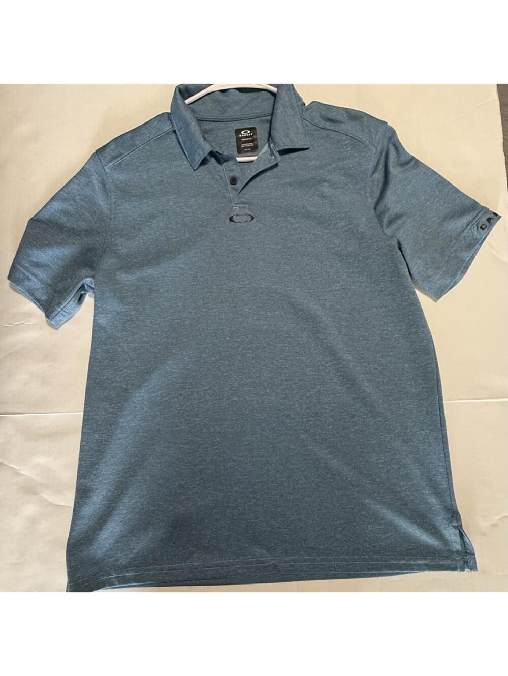 Oakley Blue Teal Heather Polo M Golf Sporty Preppy Performance Y2K Style